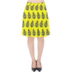 Ladybug Vector Geometric Tile Pattern Velvet High Waist Skirt