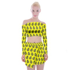 Ladybug Vector Geometric Tile Pattern Off Shoulder Top With Mini Skirt Set by GardenOfOphir