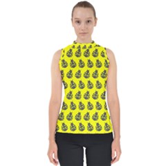 Ladybug Vector Geometric Tile Pattern Mock Neck Shell Top