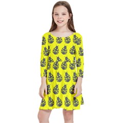 Ladybug Vector Geometric Tile Pattern Kids  Quarter Sleeve Skater Dress