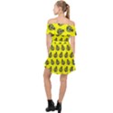 Ladybug Vector Geometric Tile Pattern Off Shoulder Chiffon Dress View2