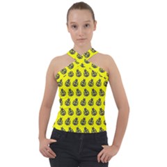 Ladybug Vector Geometric Tile Pattern Cross Neck Velour Top