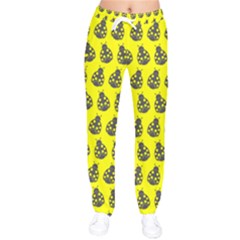 Ladybug Vector Geometric Tile Pattern Women Velvet Drawstring Pants