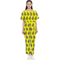 Ladybug Vector Geometric Tile Pattern Batwing Lightweight Chiffon Jumpsuit