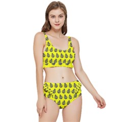 Ladybug Vector Geometric Tile Pattern Frilly Bikini Set