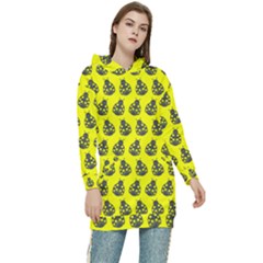 Ladybug Vector Geometric Tile Pattern Women s Long Oversized Pullover Hoodie