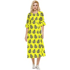 Ladybug Vector Geometric Tile Pattern Double Cuff Midi Dress