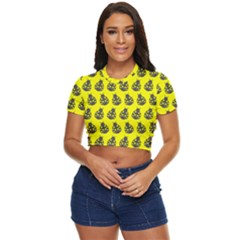 Ladybug Vector Geometric Tile Pattern Side Button Cropped Tee