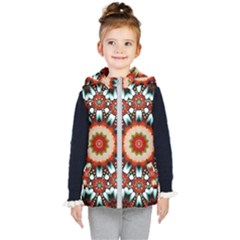 Kaleidoscope Floral Pattern Rosette Kids  Hooded Puffer Vest