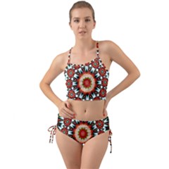 Kaleidoscope Floral Pattern Rosette Mini Tank Bikini Set