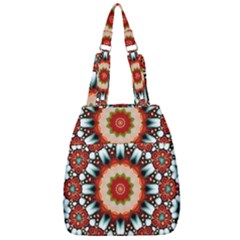 Kaleidoscope Floral Pattern Rosette Center Zip Backpack by Jancukart