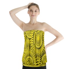 Abstract Sun Pattern Yellow Background Strapless Top by Jancukart