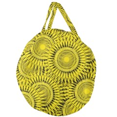 Abstract Sun Pattern Yellow Background Giant Round Zipper Tote by Jancukart