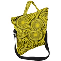 Abstract Sun Pattern Yellow Background Fold Over Handle Tote Bag by Jancukart