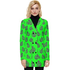 Ladybug Vector Geometric Tile Pattern Button Up Hooded Coat  by GardenOfOphir