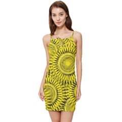 Abstract Sun Pattern Yellow Background Summer Tie Front Dress by Jancukart