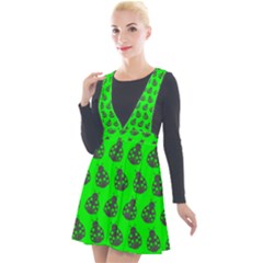 Ladybug Vector Geometric Tile Pattern Plunge Pinafore Velour Dress by GardenOfOphir