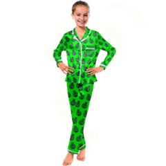 Ladybug Vector Geometric Tile Pattern Kid s Satin Long Sleeve Pajamas Set by GardenOfOphir