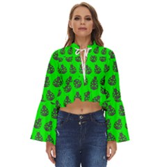 Ladybug Vector Geometric Tile Pattern Boho Long Bell Sleeve Top