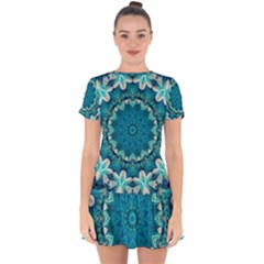 Kaleidoscope Mandala Ornament Drop Hem Mini Chiffon Dress