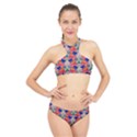 Butterflies Blue Pattern Girly High Neck Bikini Set View1