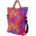 Squares Geometric Colorful Fluorescent Fold Over Handle Tote Bag View2