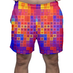 Squares Geometric Colorful Fluorescent Men s Shorts