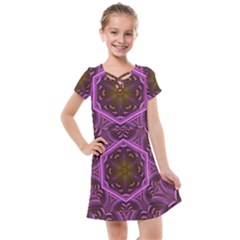 Rosette Mosaic Kaleidoscope Abstract Background Kids  Cross Web Dress