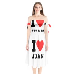 I Love Juan Shoulder Tie Bardot Midi Dress by ilovewhateva