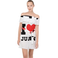 I Love Juan Off Shoulder Chiffon Dress by ilovewhateva