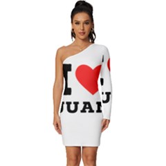 I Love Juan Long Sleeve One Shoulder Mini Dress by ilovewhateva