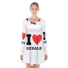 I Love Gerald Long Sleeve Velvet V-neck Dress by ilovewhateva