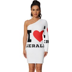 I Love Gerald Long Sleeve One Shoulder Mini Dress by ilovewhateva