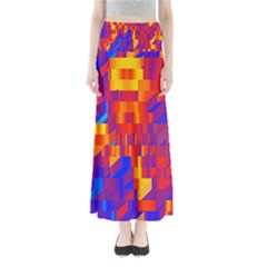 Geometric Pattern Fluorescent Colorful Full Length Maxi Skirt by Jancukart