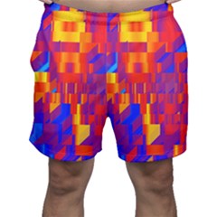 Geometric Pattern Fluorescent Colorful Men s Shorts