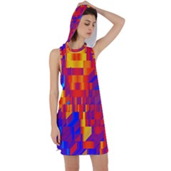 Geometric Pattern Fluorescent Colorful Racer Back Hoodie Dress by Jancukart