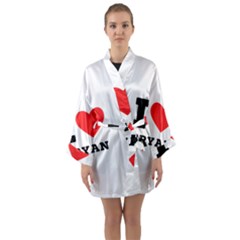 I Love Bryan Long Sleeve Satin Kimono by ilovewhateva