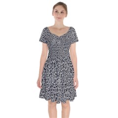 Abstract-0025 Short Sleeve Bardot Dress