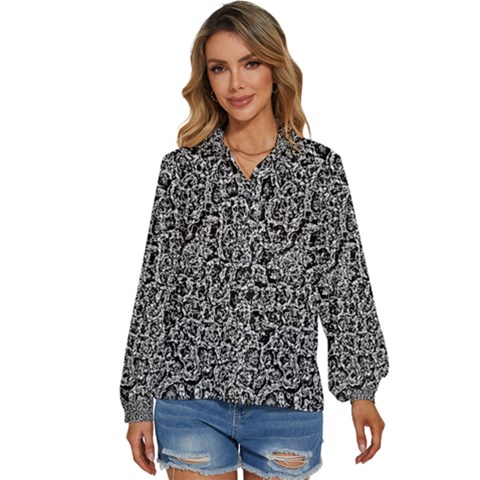 Abstract-0025 Women s Long Sleeve Button Down Shirt by nateshop