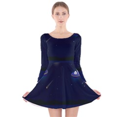 Alien Navi Long Sleeve Velvet Skater Dress by nateshop