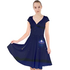 Alien Navi Cap Sleeve Front Wrap Midi Dress by nateshop