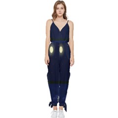 Alien Navi Sleeveless Tie Ankle Chiffon Jumpsuit by nateshop