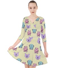 Animals-17 Quarter Sleeve Front Wrap Dress by nateshop