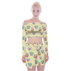 Animals-17 Off Shoulder Top With Mini Skirt Set by nateshop