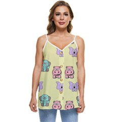 Animals-17 Casual Spaghetti Strap Chiffon Top by nateshop