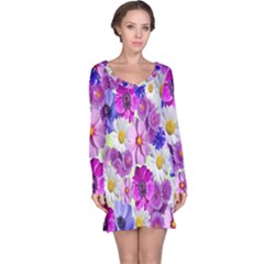 Blossoms-yellow Long Sleeve Nightdress by nateshop