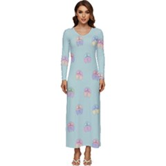 Butterfly-15 Long Sleeve Longline Maxi Dress by nateshop