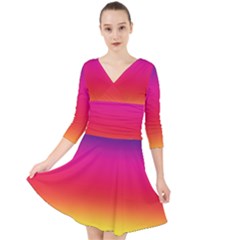 Spectrum Quarter Sleeve Front Wrap Dress