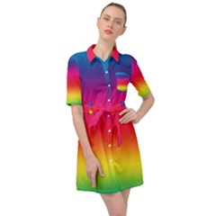 Spectrum Belted Shirt Dress by nateshop