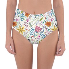 Flowers-484 Reversible High-waist Bikini Bottoms by nateshop
